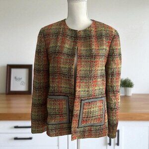 HARVE BERNARD Vintage Multicolor Wool Blend Blazer Jacket Size 12